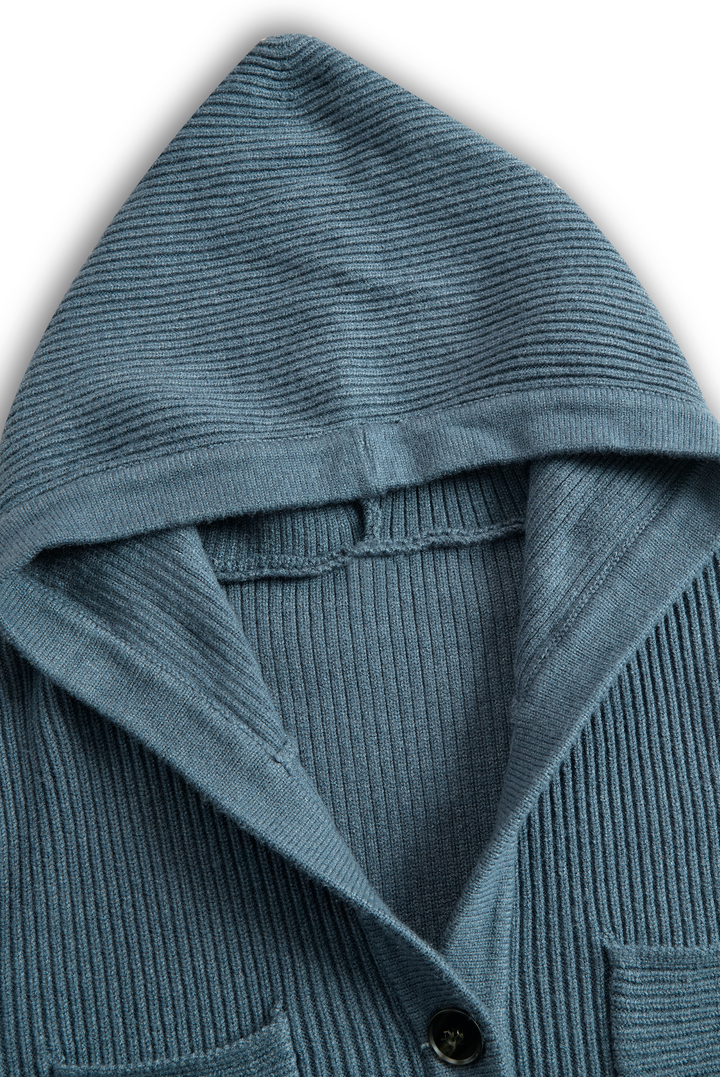 Vestido largo de punto con capucha, corte entallado para mujer