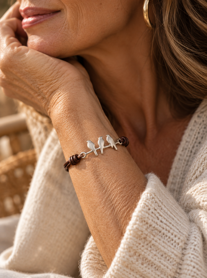 PULSERA DE CUERDA VINTAGE CON PÁJARO