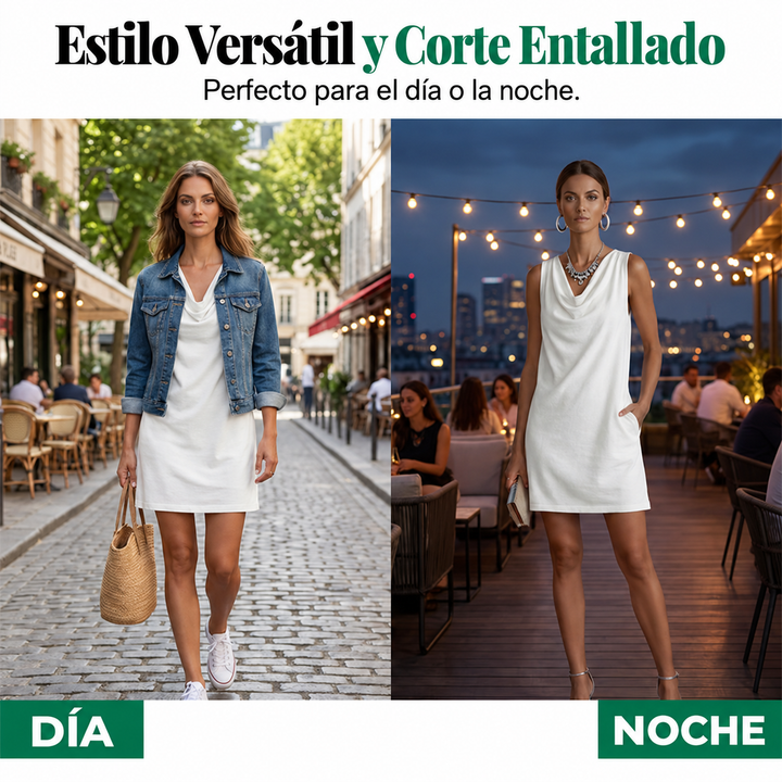VESTIDO entallado con cuello barco
