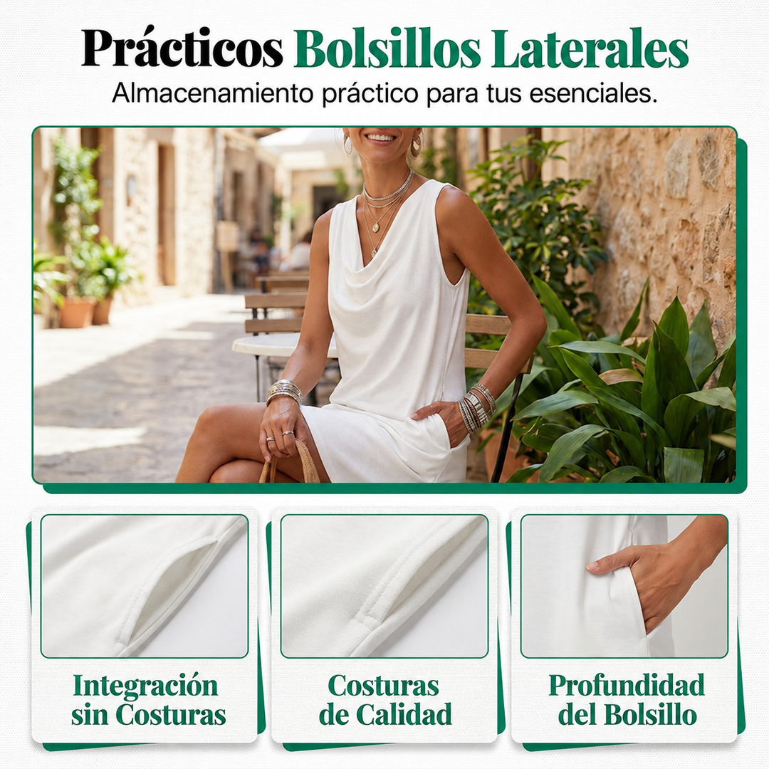 VESTIDO entallado con cuello barco