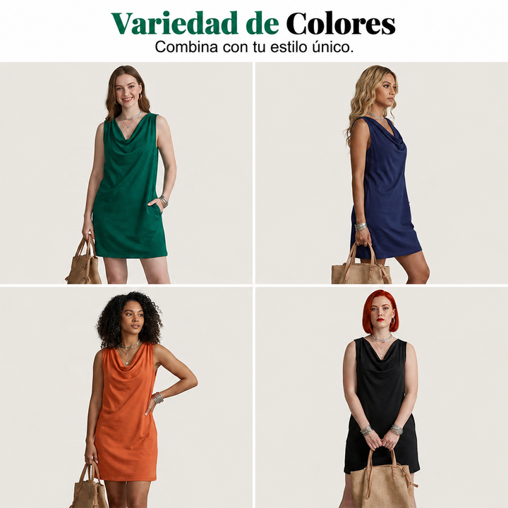 VESTIDO entallado con cuello barco