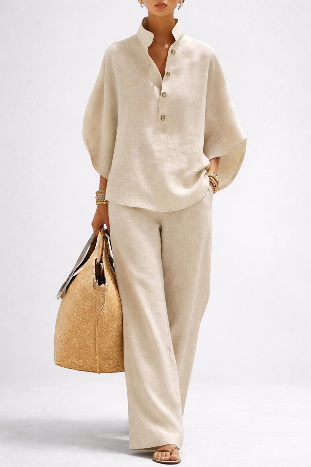 Vienna | Conjunto elegante de dos piezas con pantalón de pierna ancha y cuello